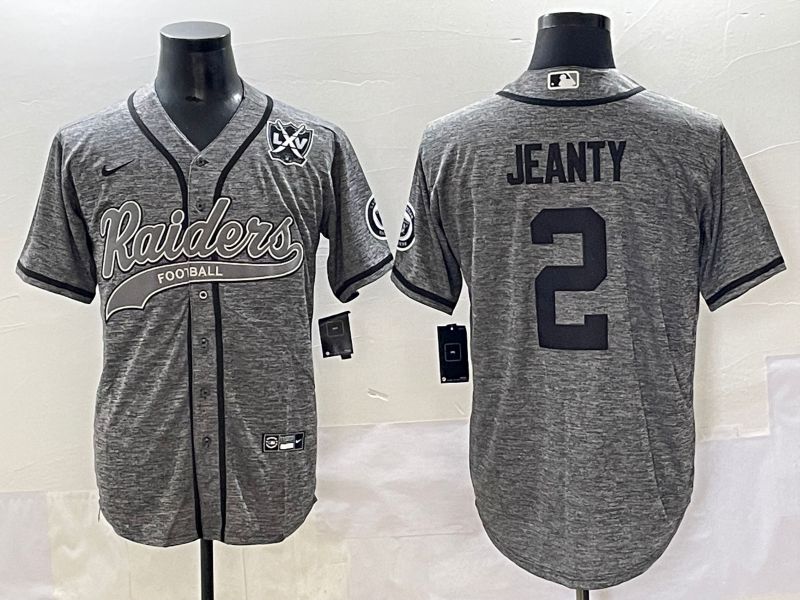 Men 2025 Oakland Raiders #2 Jeanty Grey Joint Name Nike Limited NFL Jersey style 6